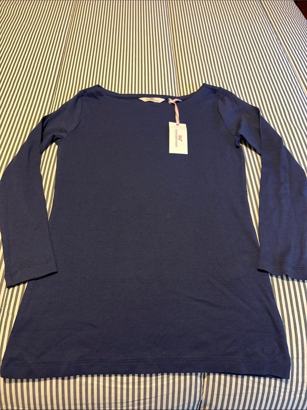 Vineyard Vines Navy Long-Sleeve Boatneck Top XS NWT